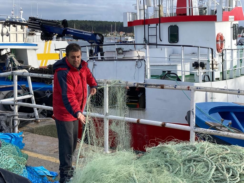 La preparación de los &quot;miños&quot; en el puerto de O Grove, ayer.