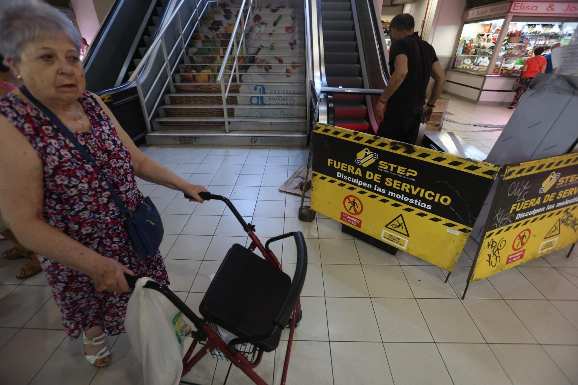 Avería en las escaleras mecánicas del Mercado Central de Alicante