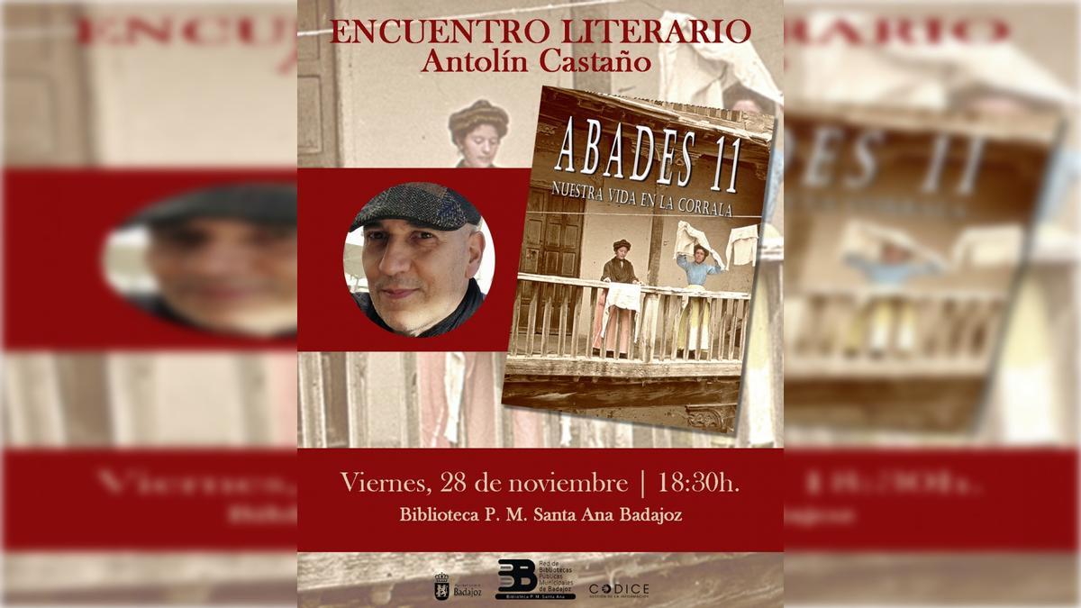 Cartel del encuentro literario con Antolín Castaño