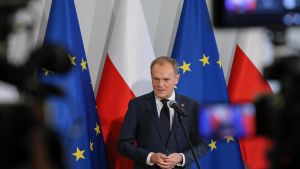 Leader of Civic Platform Donald Tusk press conference in Warsaw