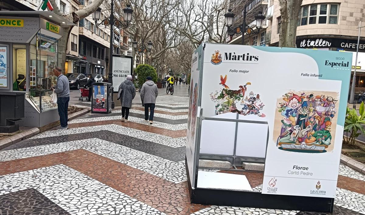 Uno de los paneles golpeados.