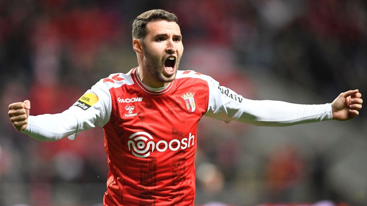 Abel Ruiz, celebrando un gol con el Sporting de Braga