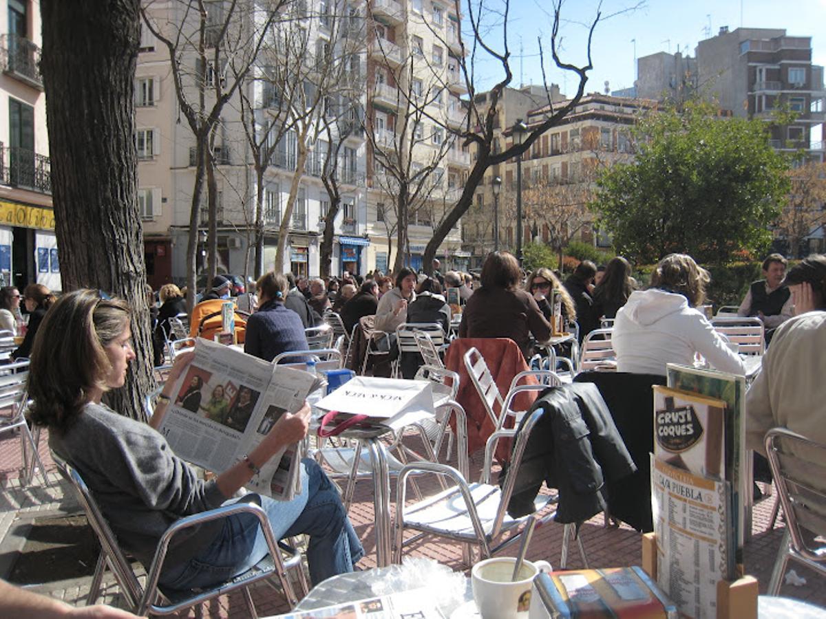 Terrazas de la plaza de Olavide de Chamberí