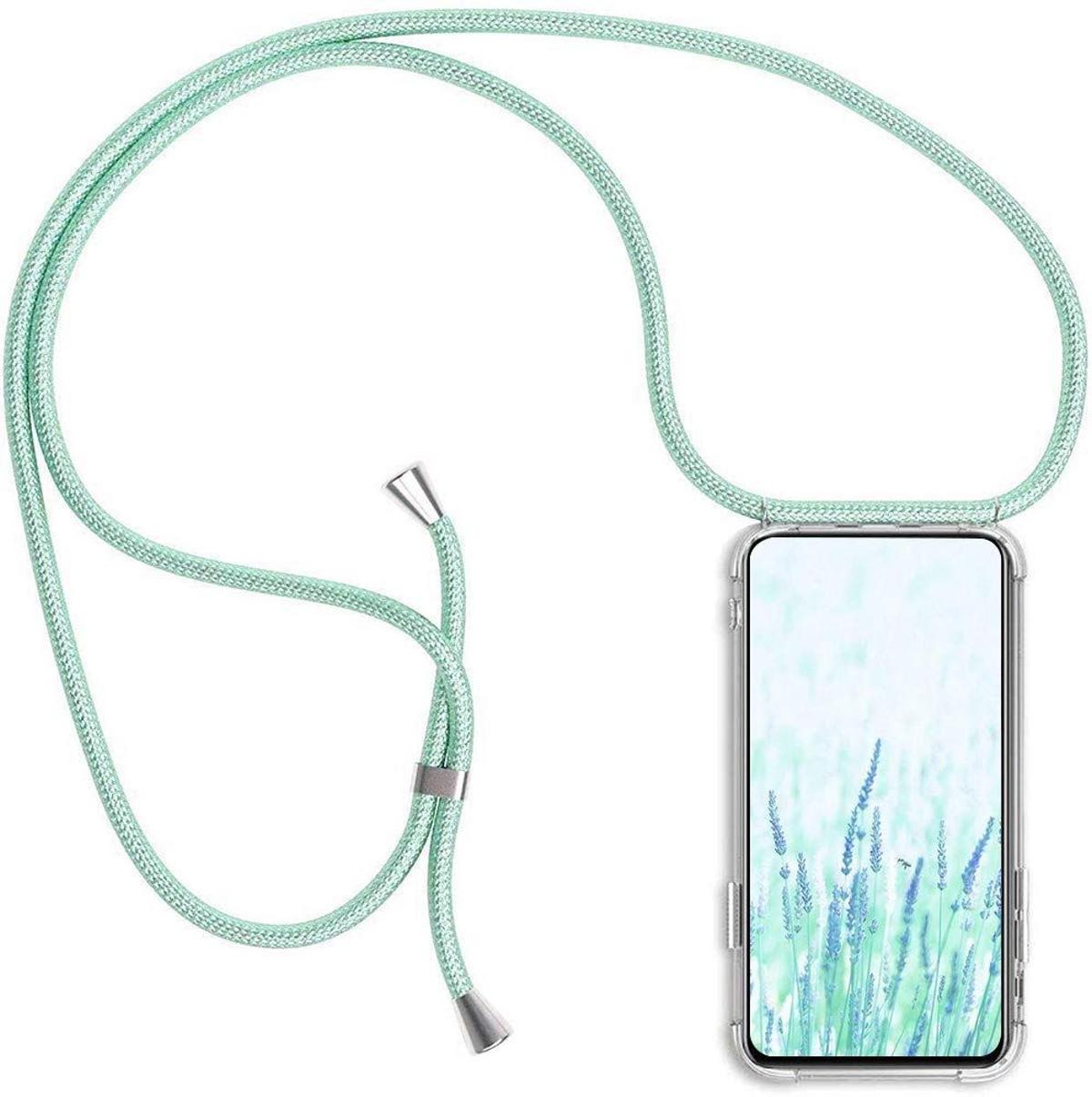 Carcasa de móvil con cordón en menta en amazon