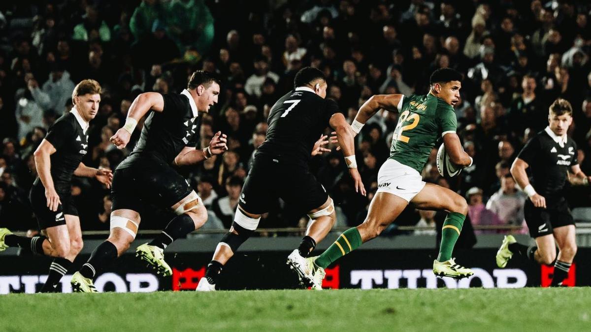 Imagen de un partido del último Championship entre Sudáfrica y Neuva Zelanda