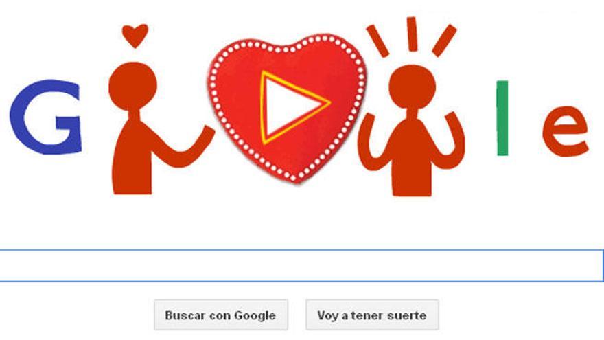 El &#039;doodle&#039; del día de San Valentín.