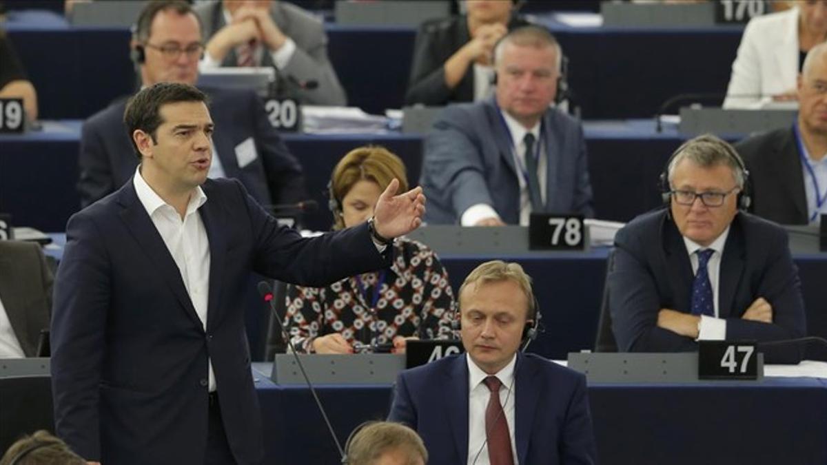 El primer ministro griego, Alexis Tsipras, comparece ante el Parlamento Europeo.