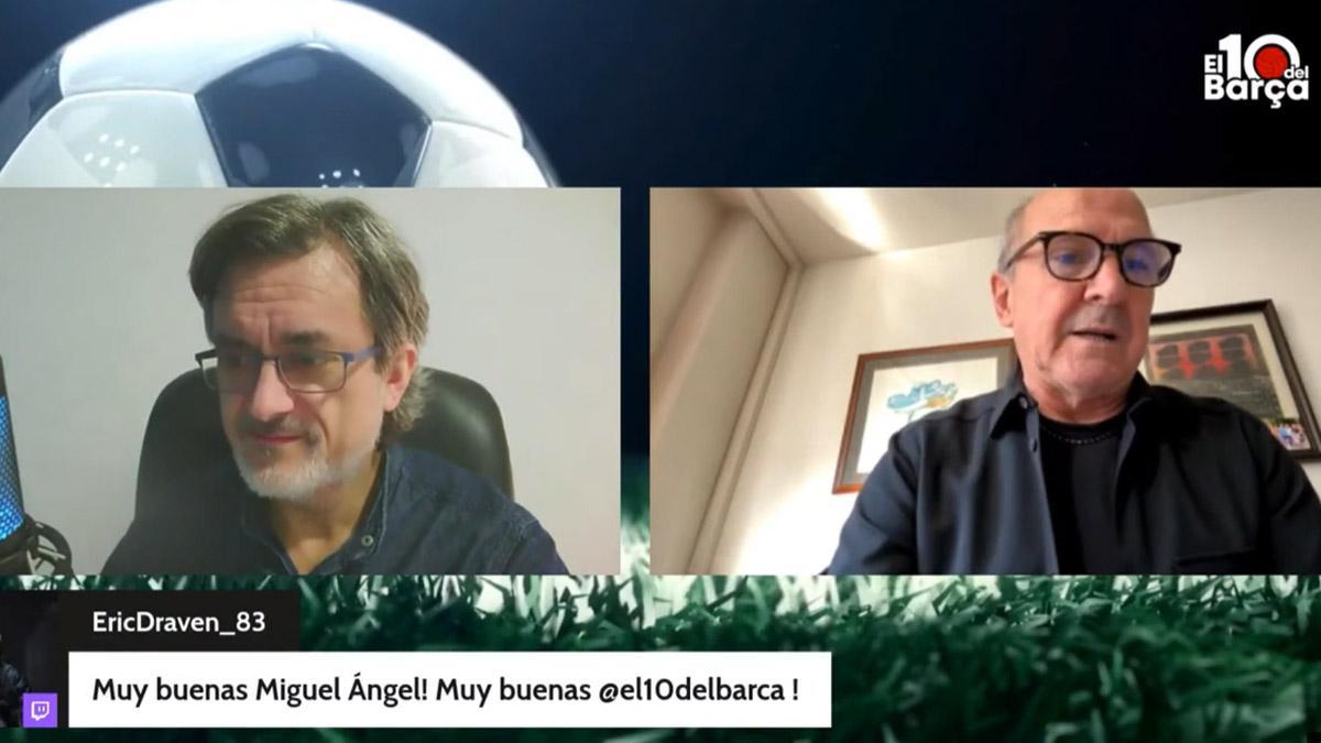Un momento de la entrevista de Miguel Ángel Ruiz a Tente Sánchez en el programa "El 10 del Barça"
