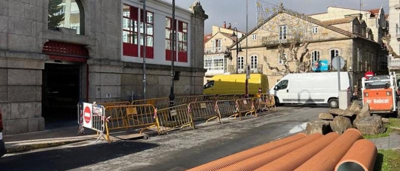 El Concello suspendió los trabajos en horario de mañana.   | // G.N.