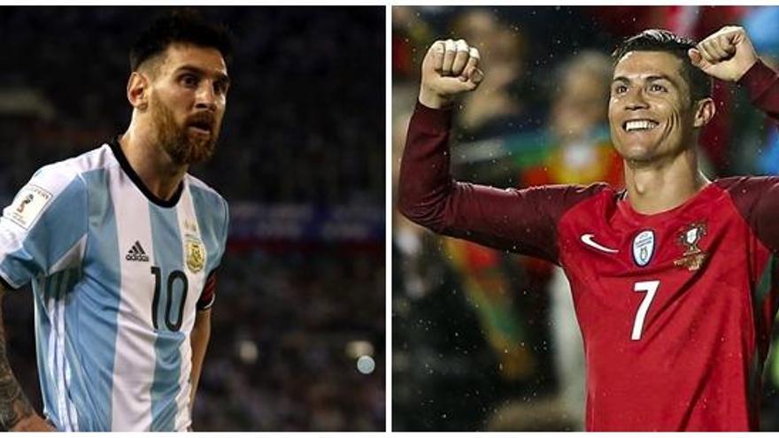 Lionel Messi y Cristiano Ronaldo, con sus selecciones.