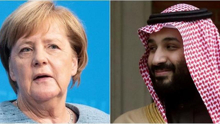 Angela Merkel y el principe saudí Mohamed Bin Salman.