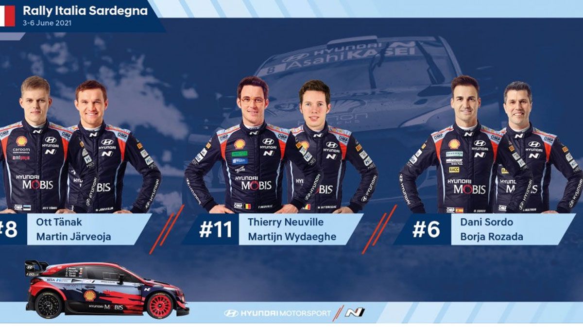 La alineación de Hyundai para el Rally de Cerdeña