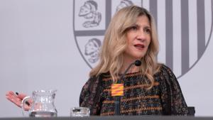 La portavoz del Gobierno de Aragón, Mar Vaquero, tras el Consejo de Gobierno extraordinario celebrado este viernes.