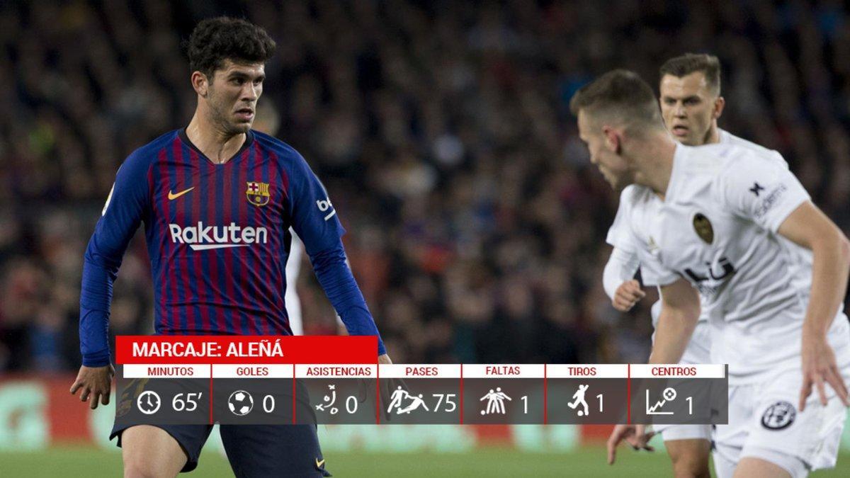 Aleñá jugó un partido completo ante el Valencia
