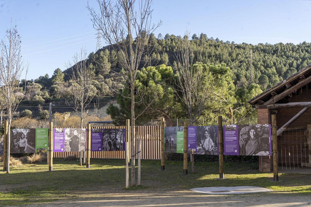 Vista de l'exposició "Emboscades. Dones i bosc", de Michele Curel, a l'exterior del Museu de la Pell