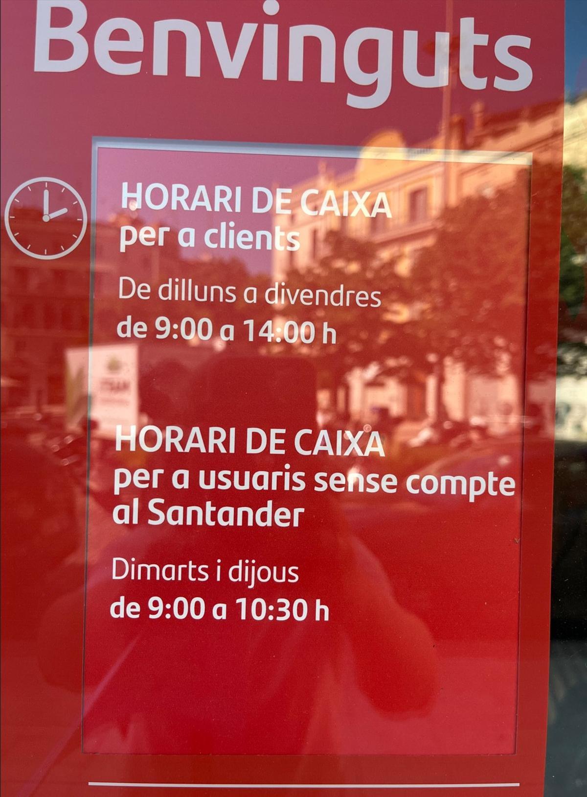 Els horaris del banc.