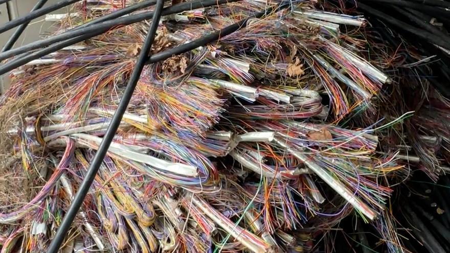 Imagen de archivo de cables de cobre robados en una opeación de la Guardia Civil