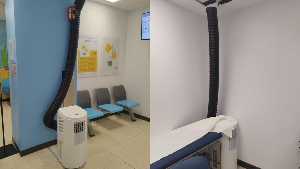 Instalación provisional de aparatos de climatización portátiles en el Hospital Materno