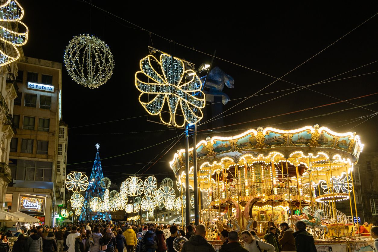 Tiovivo en las navidades de Vigo, España.