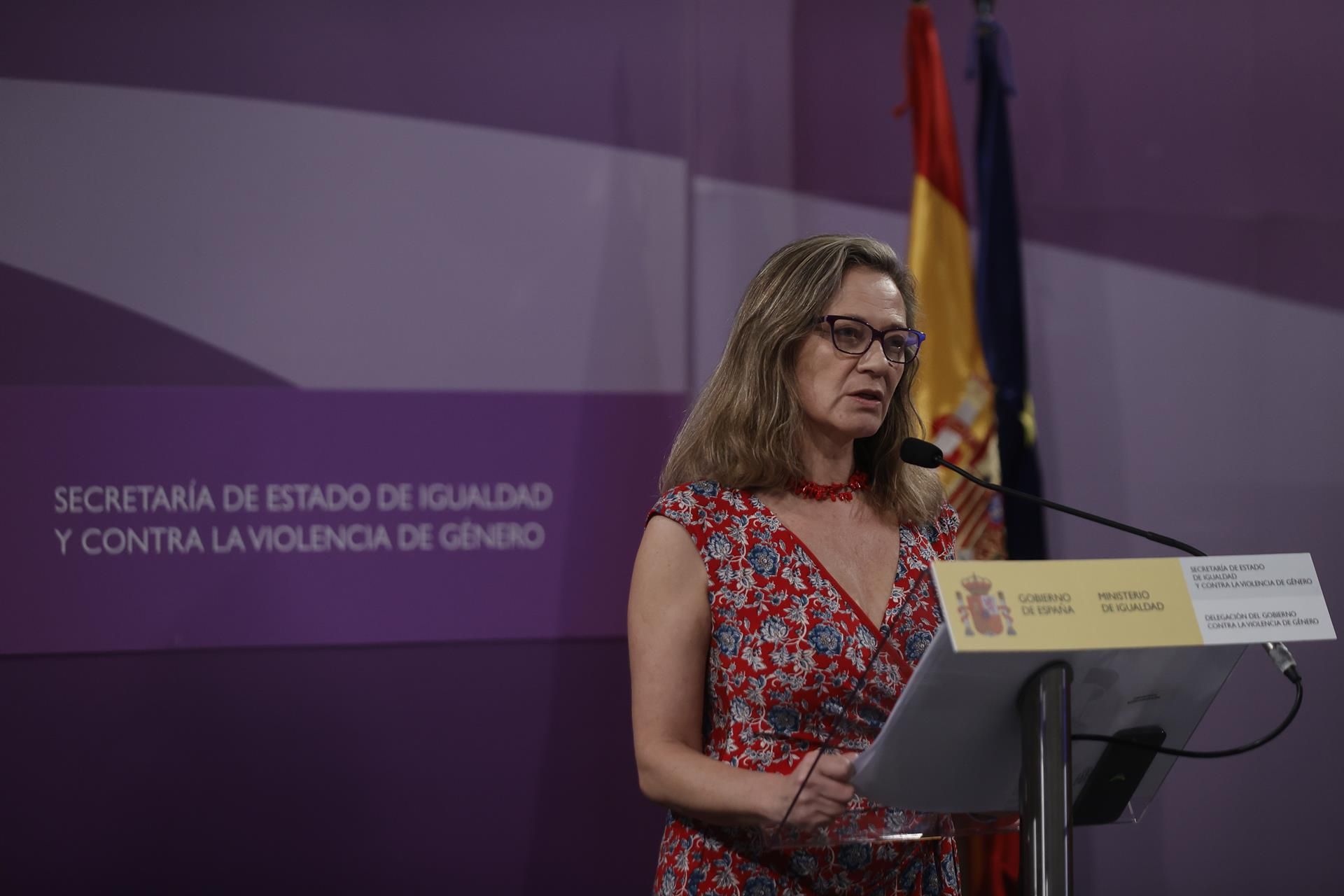 La delegada del Gobierno contra la Violencia de Género, Victoria Rosell, comparece en rueda de prensa.