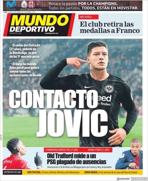 Portada MUNDO DEPORTIVO martes 12 de febrero 2019