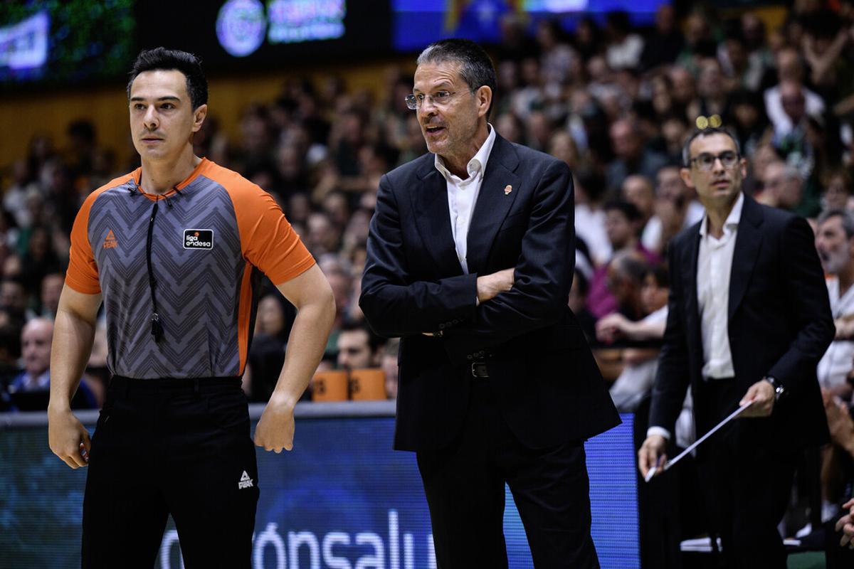 Pedro Martínez, durante el tercer partido de la semifinal entre el Joventut y el Valencia Basket.
