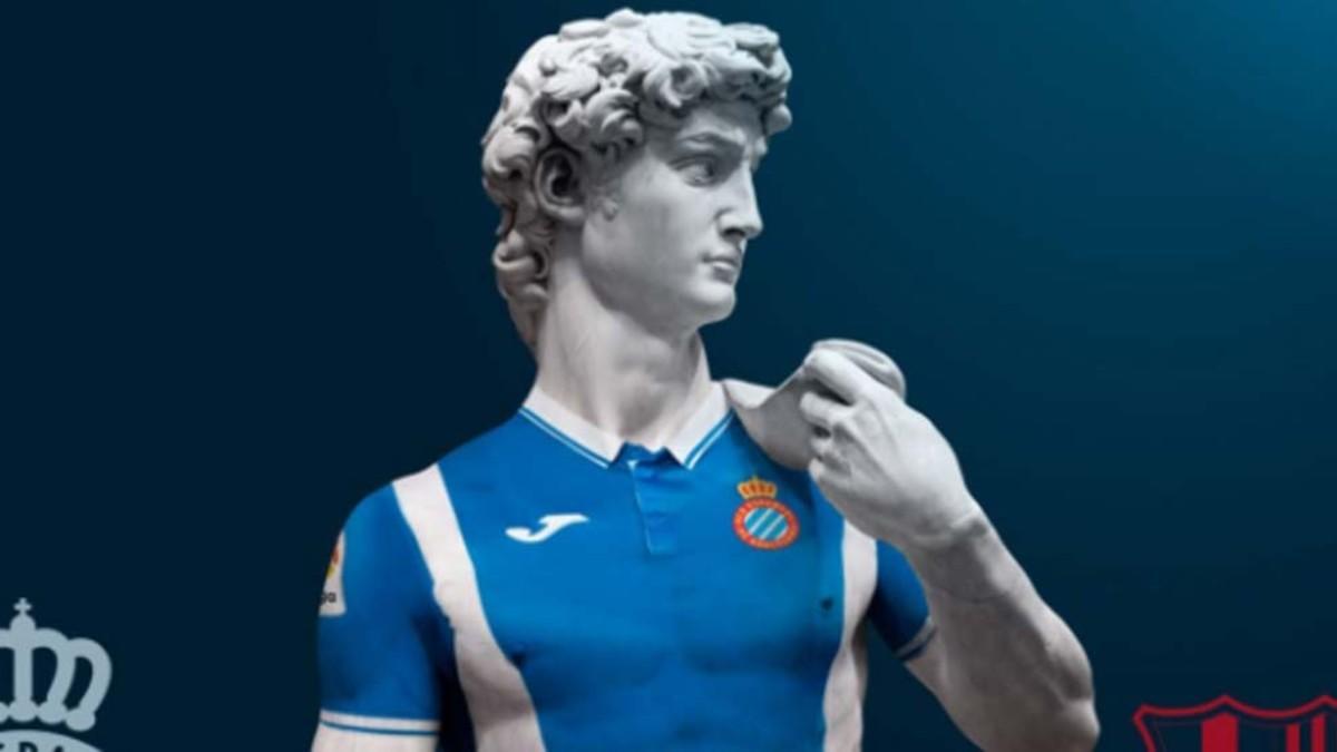 La imagen de David con la camiseta del Espanyol