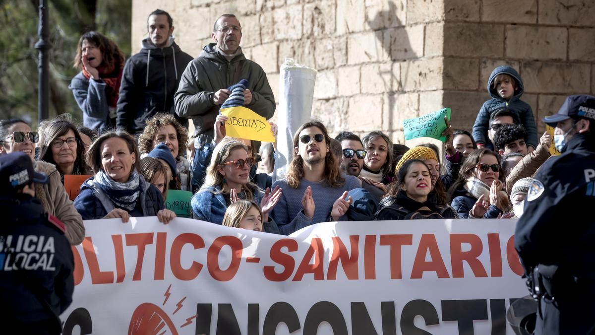 Manifestación de antivacunas en La Almudaina