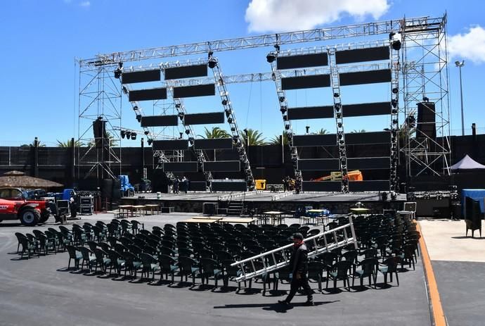 04/04/2019 TELDE.  Montaje del escenario del Carnaval de Telde en el parque Urbano de San Juan.  Fotógrafa: YAIZA SOCORRO.  | 04/04/2019 | Fotógrafo: Yaiza Socorro