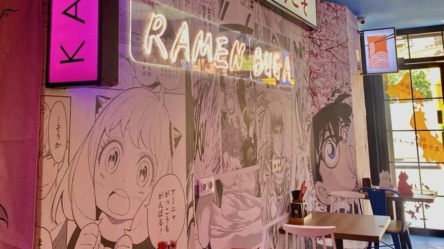 El interior de un  Buga Ramen