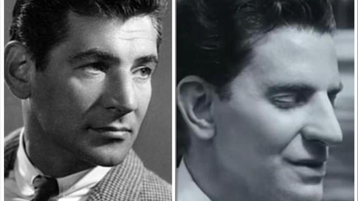Leonard Bernstein (izquierda) y Bradley Cooper caracterizado como el famoso director de orquesta.
