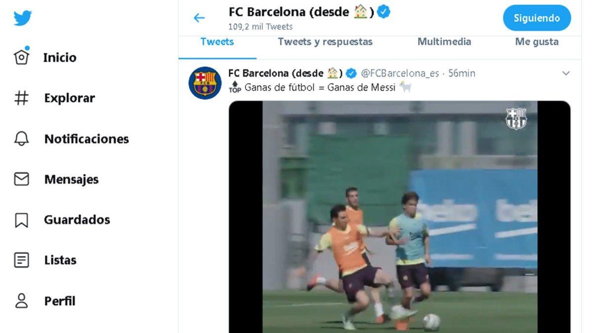 El Barça subió a las redes sociales el golazo de Leo Messi en el entrenamiento