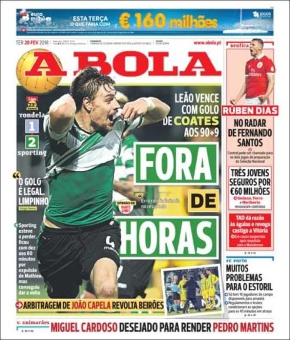 Portadas deportivas del martes 20 de febrero