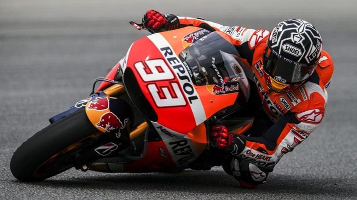 Marc Márquez durante el último test de Sepang, este viernes