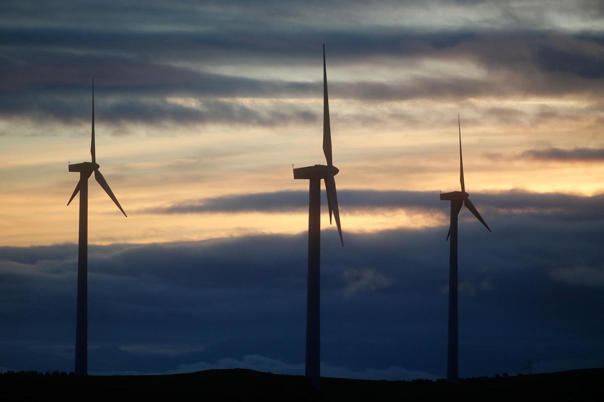Aerogeneradores de un parque eólico en Galicia.