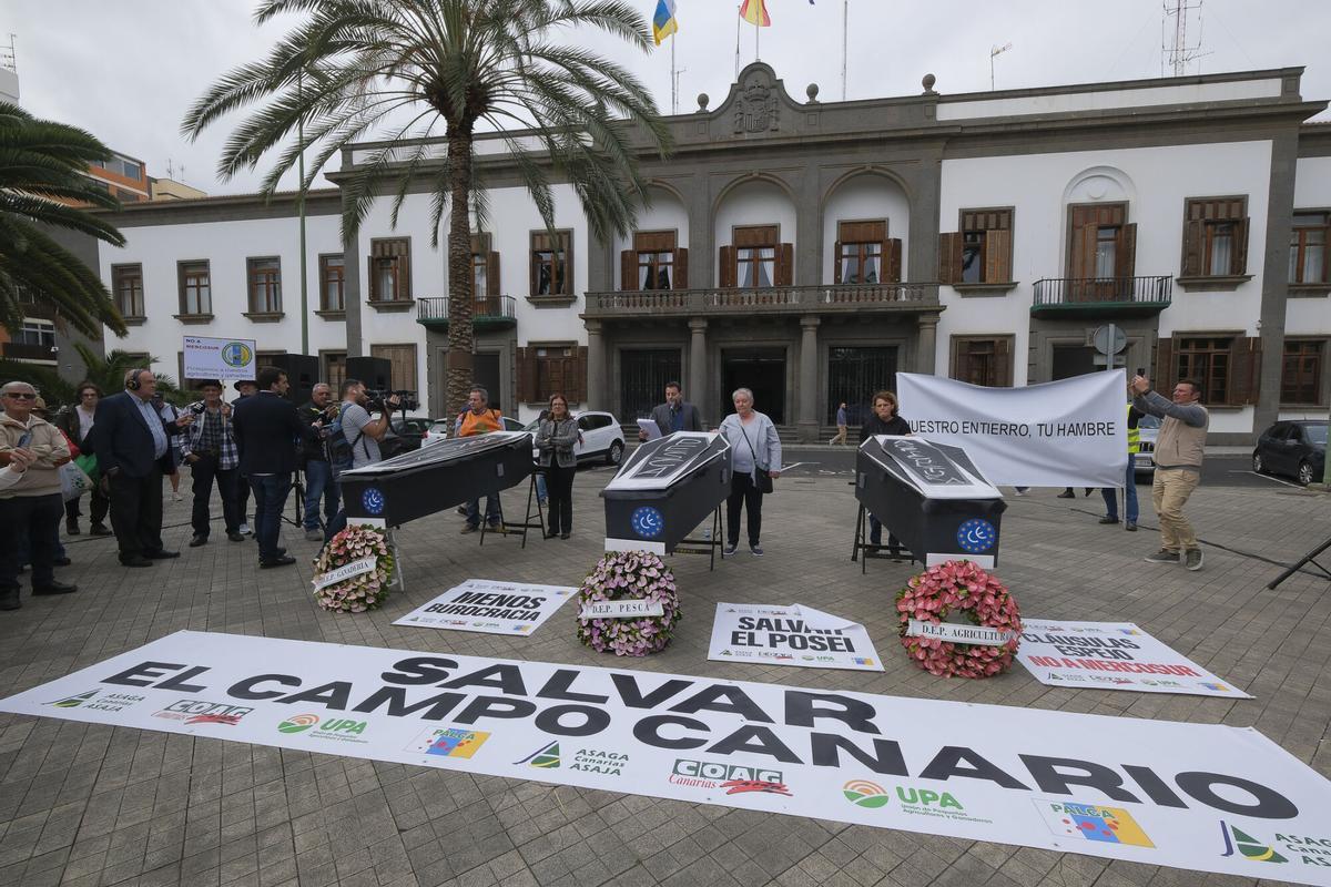 Protesta del sector primario de Gran Canaria contra el acuerdo UE-Mercosur
