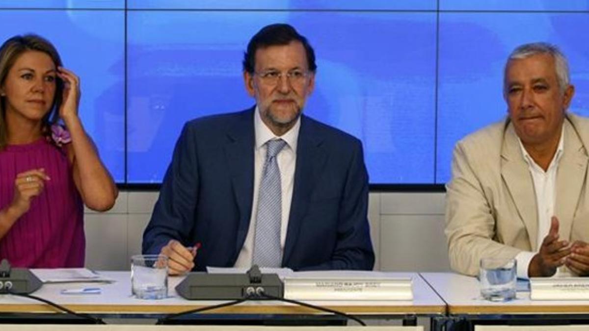 Cospedal, Rajoy y Arenas, en el comité ejecutivo del PP.