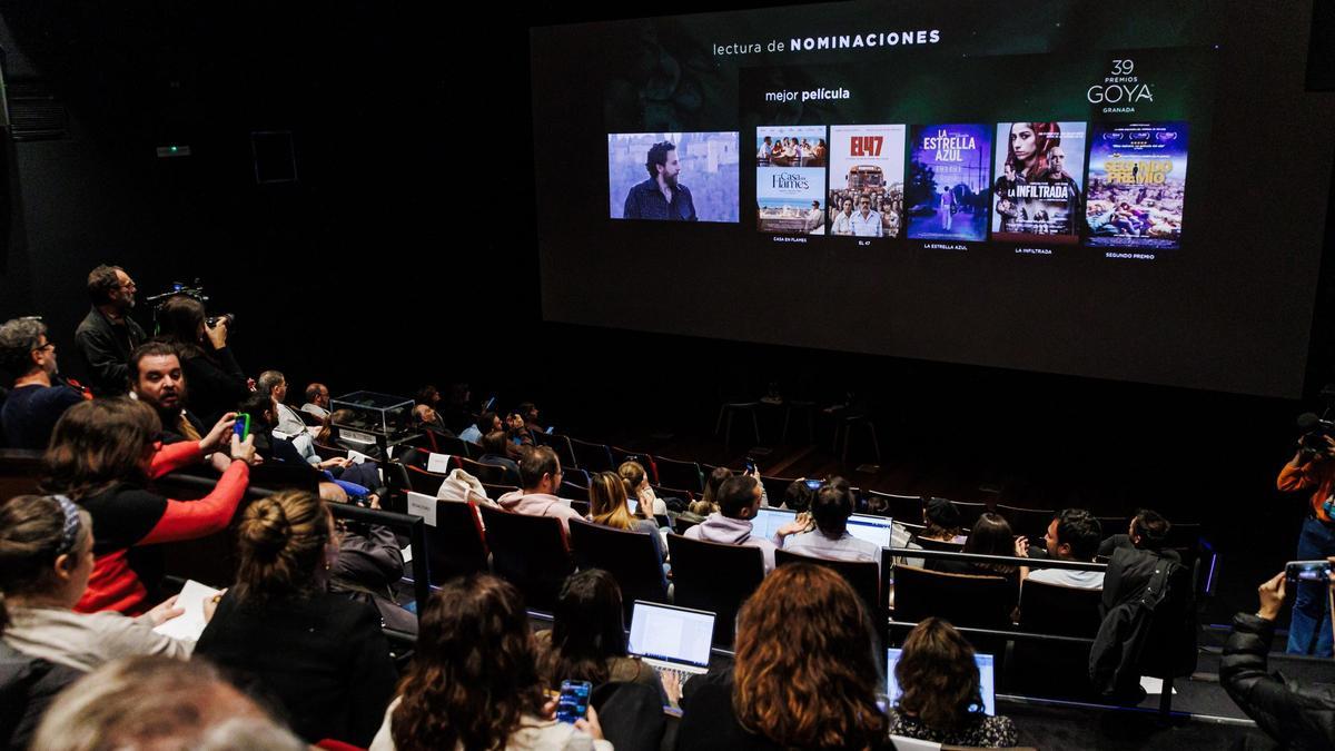 Archivo - Retransmisión de la presentación de los nominados a la 39 edición de los Goya, en la Academia de Cine, en Madrid, el pasado 18 de diciembre de 2024.