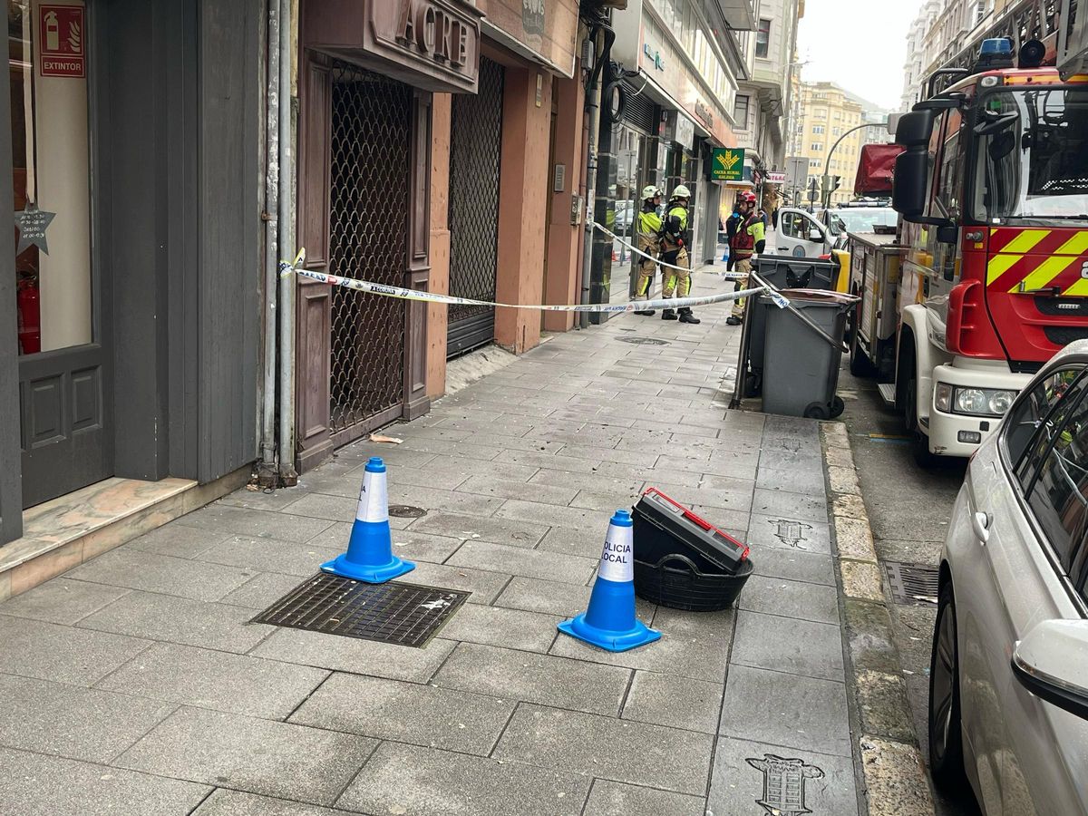 Zona acordonada en la calle Francisco Mariño
