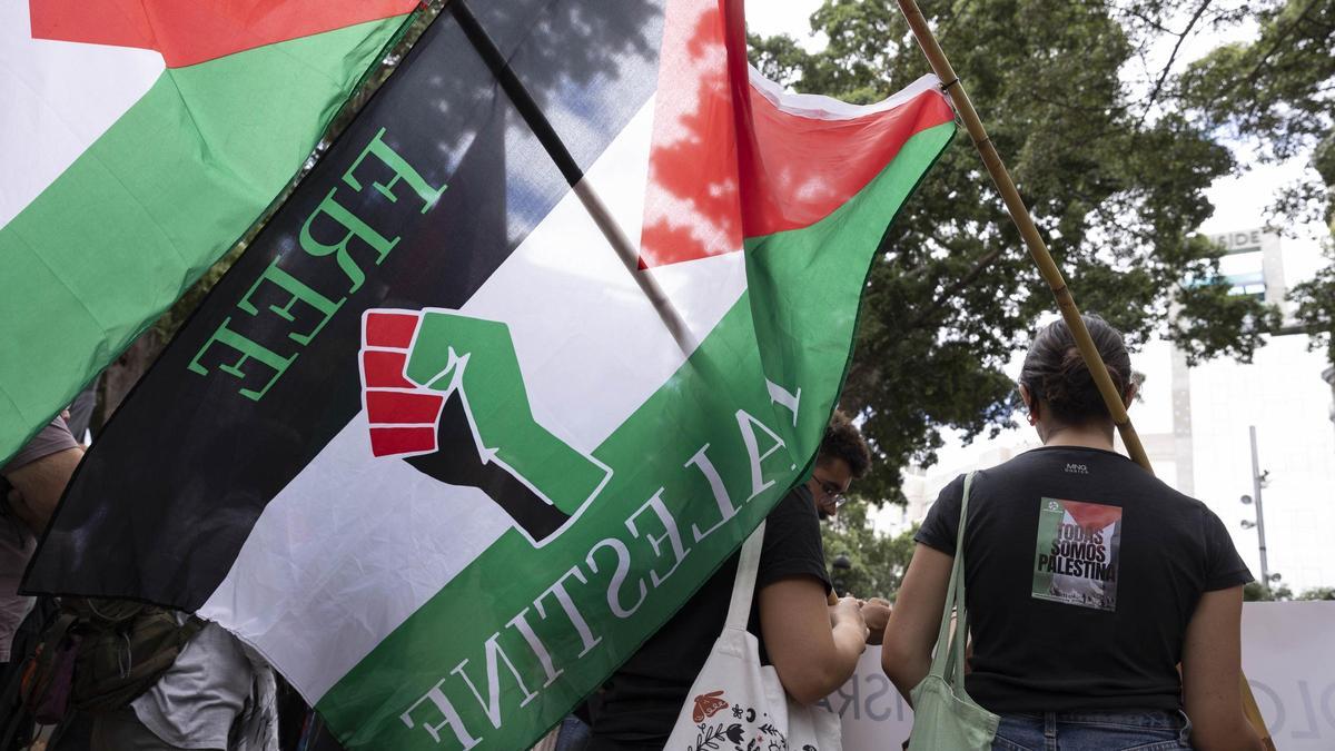 Manifestación a favor de la paz en Palestina en Las Palmas de Gran Canaria