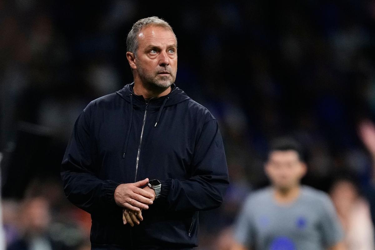 Flick, en un partido con el Barça