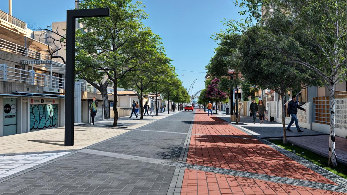 La avenida de la Pau, con la rotonda del Club Náutico al fondo, en una imagen virtual de su futuro aspecto.