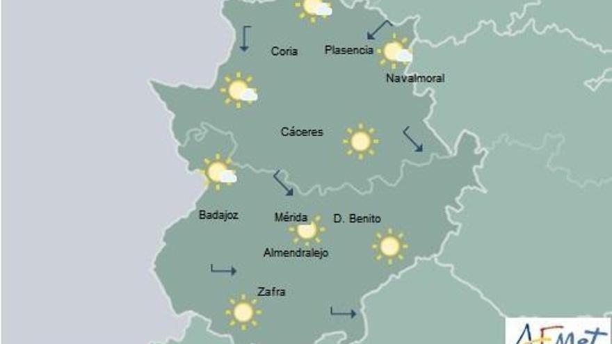 Cielo poco nuboso y temperaturas máximas en descenso