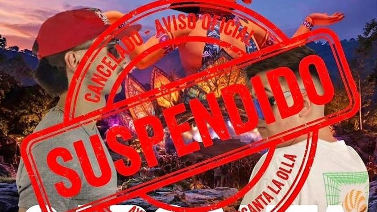 Anuncio de la suspensión de los actos en Garganta la Olla.