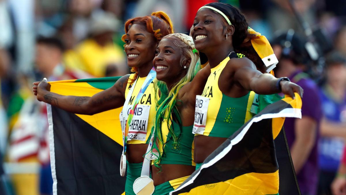 Las jamaicanas hicieron historia con su 'triplete' en Eugene