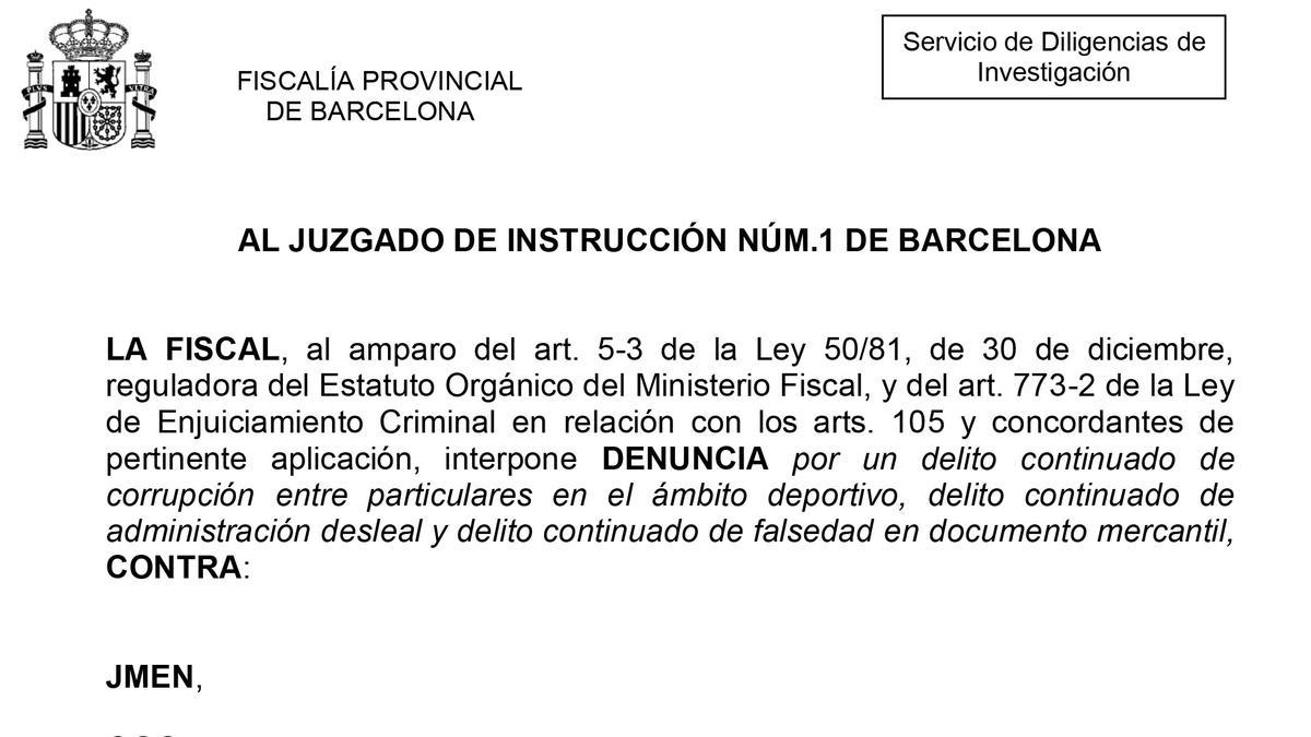 El escrito de acusación de la Fiscalía contra el Barça por el 'Caso Negreira'