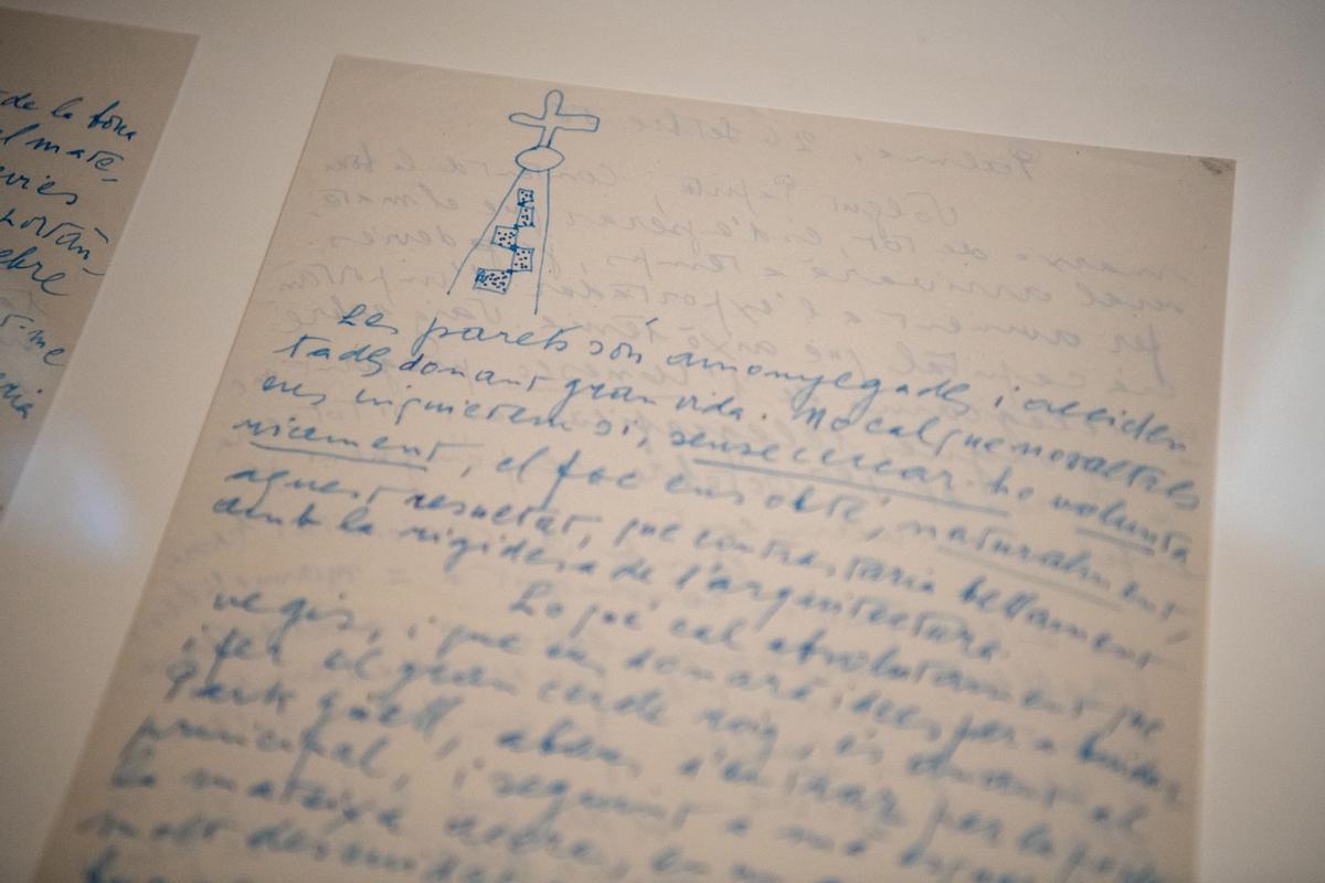 Una de las cartas que Miró envió a Joan Prats para comentar su fascinación por Gaudí.