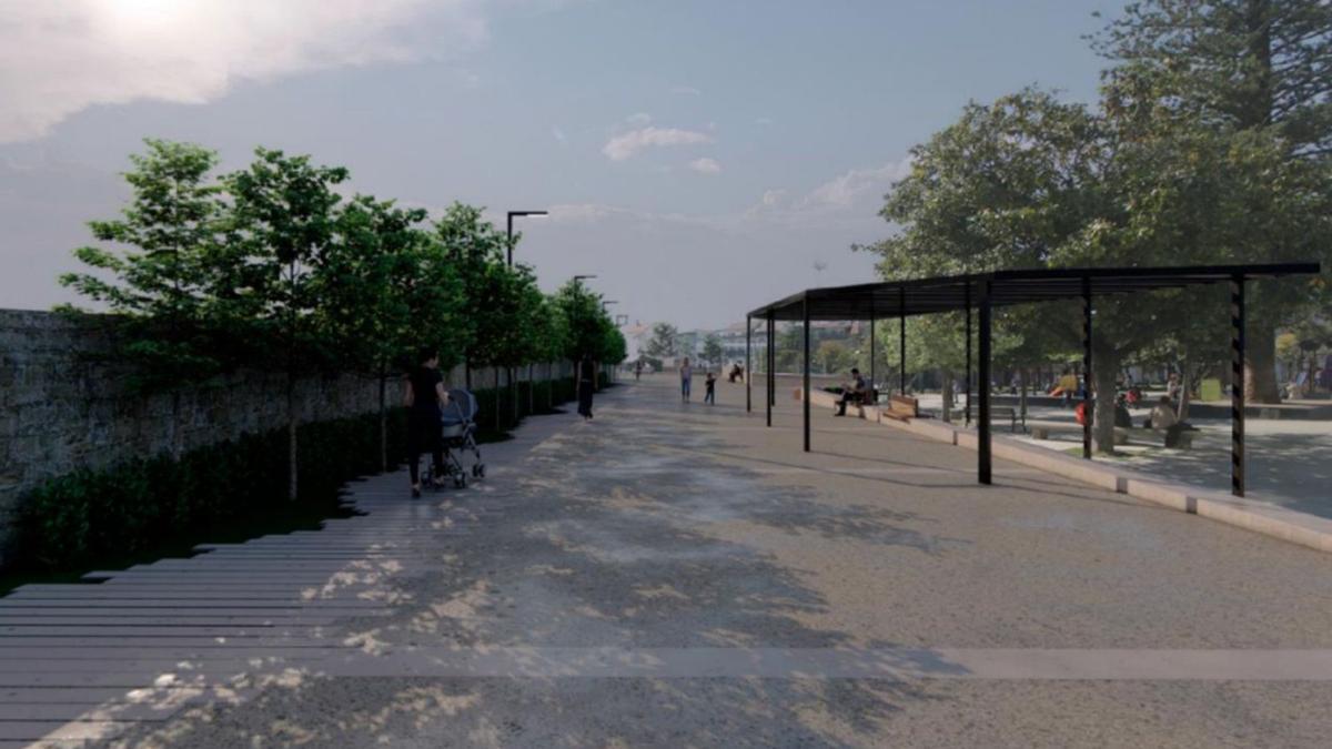 Así quedará la calle Rosalía de Castro de A Guarda tras las obras de peatonalización.