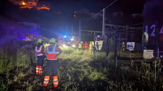 Les imatges del simulacre d'incendi i evacuació al túnel de Belitres