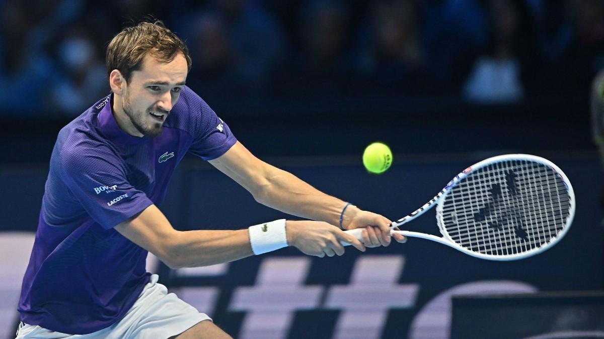 Medvedev, durante el partido ante Djokovic